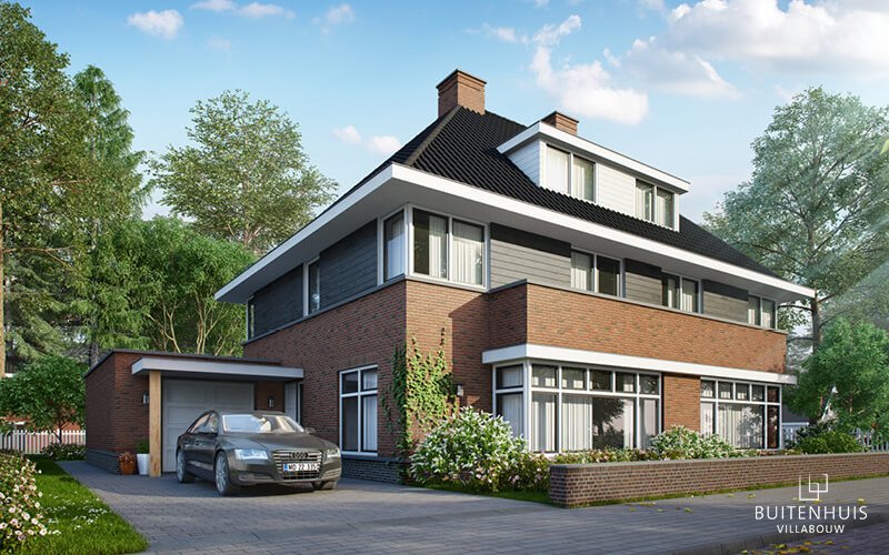 Twee-onder-een-kapwoning in jaren-30-stijl met garage – i16