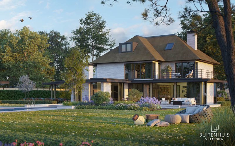 Hoge moderne villa met rieten kap – i126 (achter)